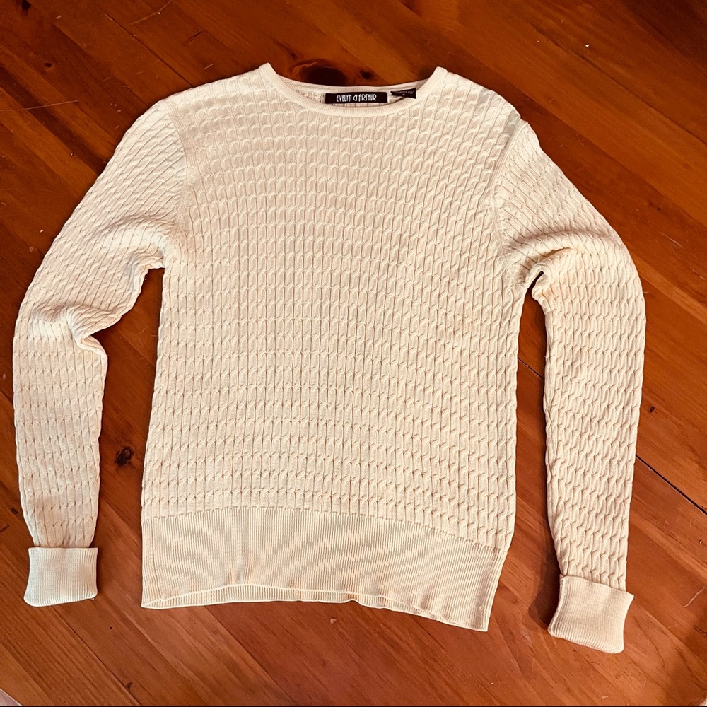 EVELYN & ARTHUR Long Sleeve Yellow Cable Knit Sweater Size Small Round Neck